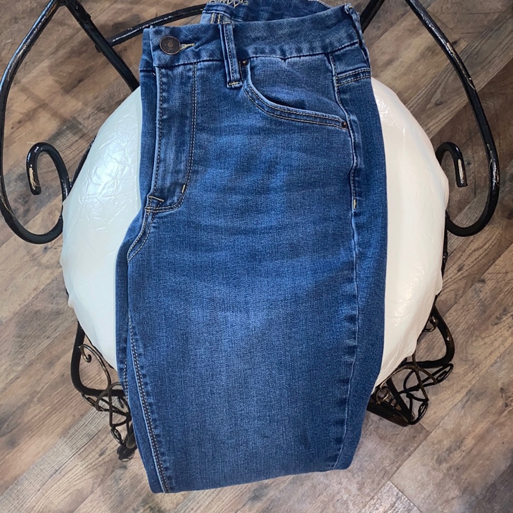 High waisted long skinny jeans